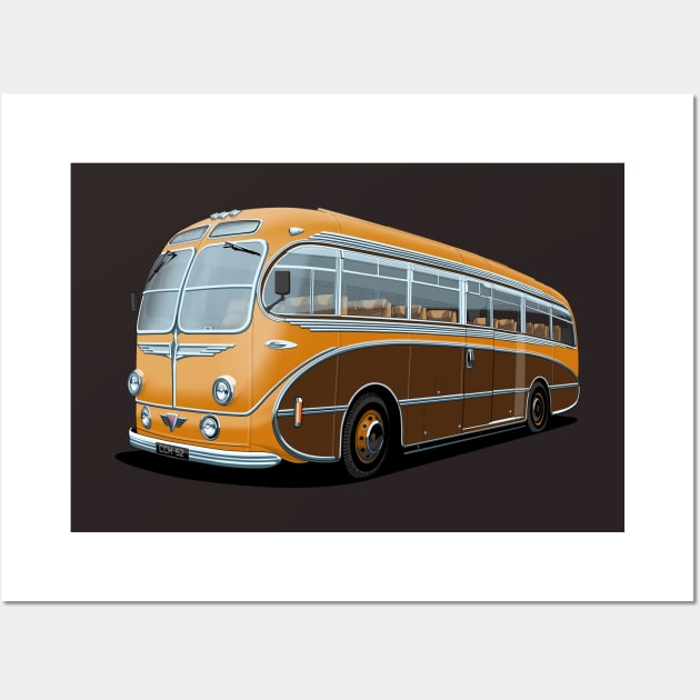 1952 AEC Regal Coach in orange and brown Wall Art by candcretro